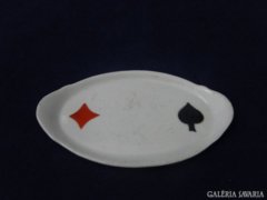 8527 Régi francia kártya díszítéses porcelán tálka