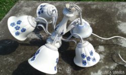 Gyönyörű 5 ágú kék-fehér porcelán csillár & lámpa.