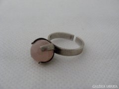 Régi skandináv ezüst gyűrű rózsakvarc kővel