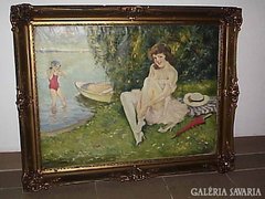 Illencz Lipót 1882-1950 Balatoni olajv. festménye