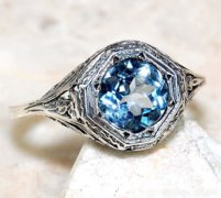 Gyönyörű akvamarin sterling ezüst gyűrű kis méret 