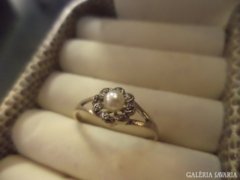 Ezüst gyöngyös markazit gyűrű  ag925