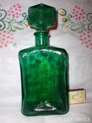 Régi, zöld likőrös üveg - masszív üvegből