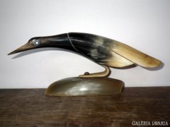 Vintage-Kézműves szarú madár szobor!