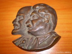 Lenin Sztálin bronz plakett