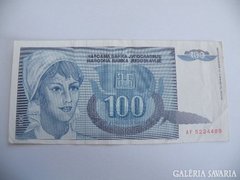 JUGOSZLÁVIA 100 DINÁR 1992 AF