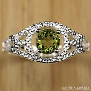 Gyönyörű természetes zöld ametiszt ezüst gyűrű 