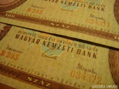 *** Hajtatlan 1962-es sszk 100 forint "Vízszintes 3-as" !***