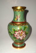 Csodás, kínai rekeszzománc váza- zöld