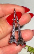 Eiffel Torony fülbevaló- tibeti ezüst