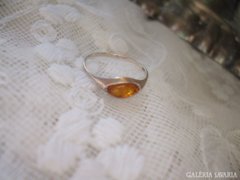 Régi orosz borostyán köves ezüst gyűrű