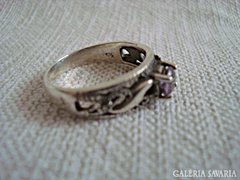 Markazit és lila köves ezüst gyűrű