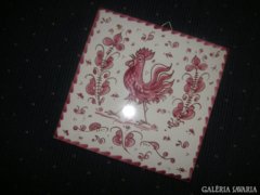 Servais  régi  , kézzel festett , francia  , gall kakasos díszcsempe