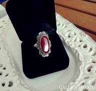 Barokk ezüst gyűrű természetes rubin kővel 