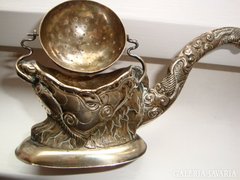 Ezüstözött keleti teafű tartó ötvösmunka ritkaság 