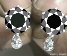 Fekete Mossanite,valódi gyémánt 925 sterling ezüst fülbevaló