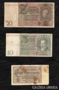 3.Db Márka 1929 Reichsmark 20 / 10  /  1 Rentenmark /LOT