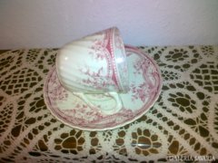 rózsaszín sarreguemines antik fajansz csésze
