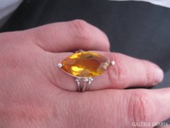Ezüst gyűrű citrin kővel 17 mm