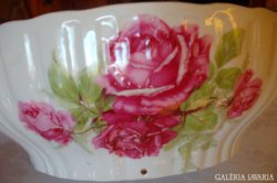 Zsolnay rózsás tál 6 db tányérral készlet