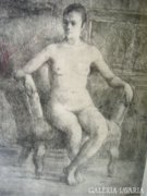 Boldizsár István (1897-1984): Ülő női portré, rézkarc