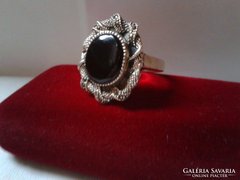 Ónix,markazit ezüst gyűrű