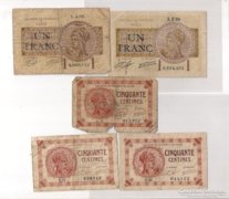 Franciaország 50 Centimes 3db  1 Franc 2 db 1922 