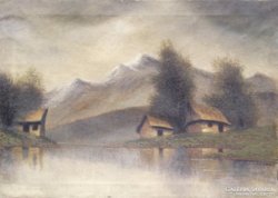 Szepesi-Kuszka Jenő (1885-1948): Erdei látkép kunyhókkal