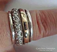 Izraeli kézműves ezüst gyűrű 12 K arannyal