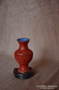 Kínai vörös cinóber váza 11 cm