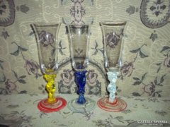 3db muránói üveg jellegű pezsgőspohár 