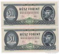 20 Forint 2db sorszámkövető 1975