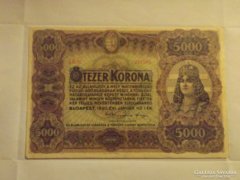 Nagyon szép, ritka  5000 Korona 1920 !!