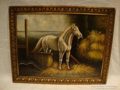 Csodás jelzett lovas festmény , olaj-fa
