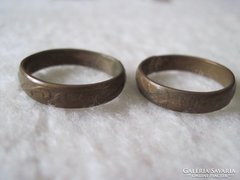 antik réz karikagyűrű gyűrű - 2 darab