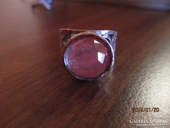 Izraeli Rózsakvarc köves ezüst gyűrű
