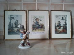 Hummel képek és egy Bertram porcelán figura