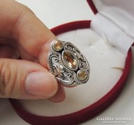 Citrin köves szecessziós filigrán ezüst gyűrű - 1,7 cm belül