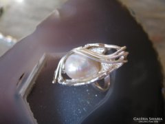 Tenyésztett IGAZGYÖNGY ötvös ezüst gyűrű ezüstgyűrű