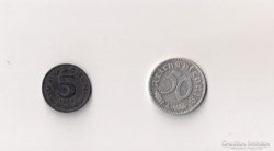 50 Reiths Pfennig 1943 Osztrák Groschen 1963