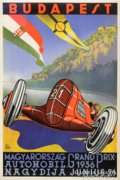 Magyarország Garnd Prix 1936 art deco poster reprodukció.