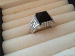 Férfi nagyméretű Onix 925-ös ezüst gyűrű,Feltűnő,egyedi