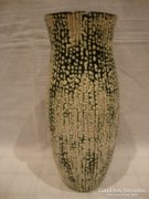 Jelzett retro iparművész repesztett mázas kerámia váza