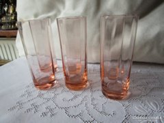 ART DECO rózsaszín csőpohár pohár lazac szin 6 db