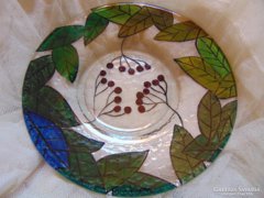 Üveg tányér - bogyós leveles  