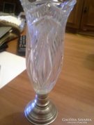Régi kristály váza ezüst talpal