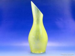 0A799 Retro irizáló sárga művészi üveg váza