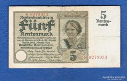 Ritka Weimar 5 Márka 1926 Rentenmark Szárazbélyegzős