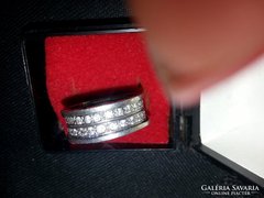 Nagy unisex kétsoros bvlgari ezüst gyűrű