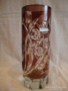 Antik hántolt színezett üveg váza